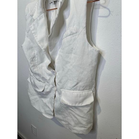 ENDLESS ROSE White Linen Blend Oversized Sleeveless Vest Blazer Size Small - Picture 6 of 9